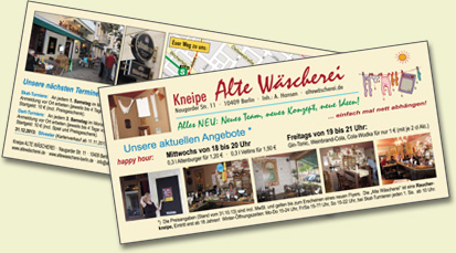 Kneipe Alte Wäscherei, Berlin-Prenzlauer Berg, Naugarder Straße 11 - Aktueller Flyer